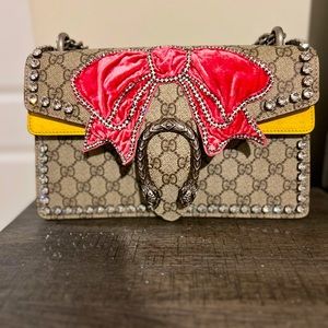 Gucci Supreme Crystal Bow Embroidered Small Diony… - image 1